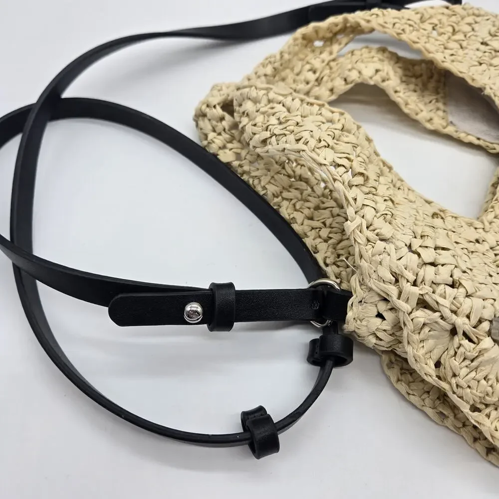 NWT BTB Los Angeles Straw Bag Crystal Embellished Crossbody Boho Shabby Chic Cot - Picture 10 of 10
